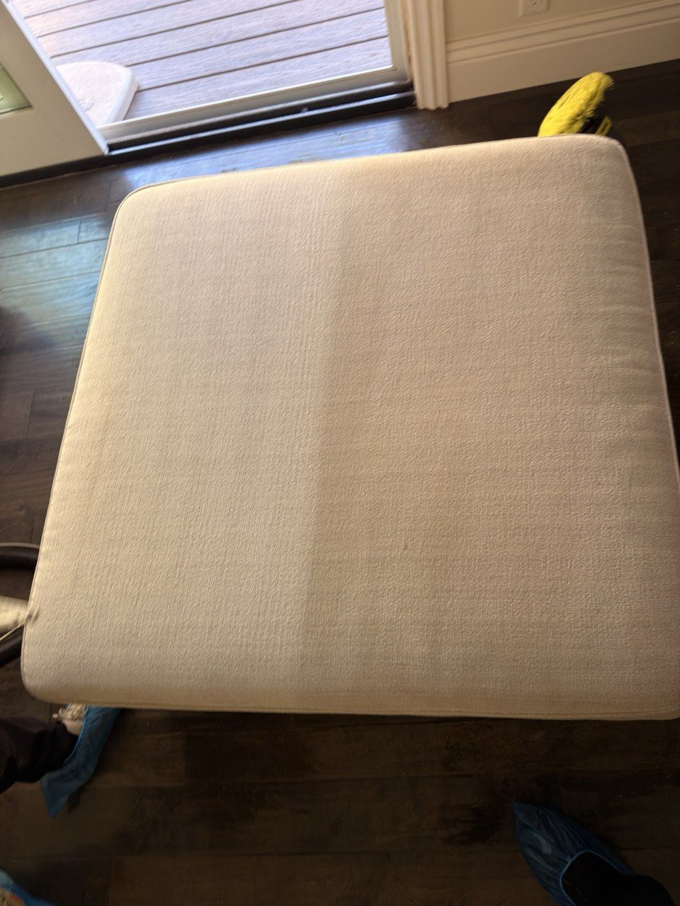 Cream ottoman after cleaning